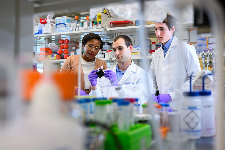 Three scientists in a lab